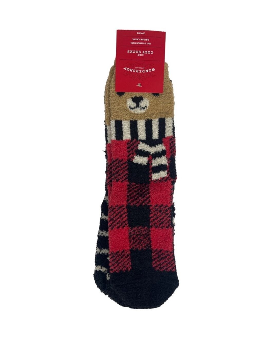 Wondershop Kids Cozy Socks M/L 2-5 Shoe Size 2 Pairs New Multicolor Bear Design